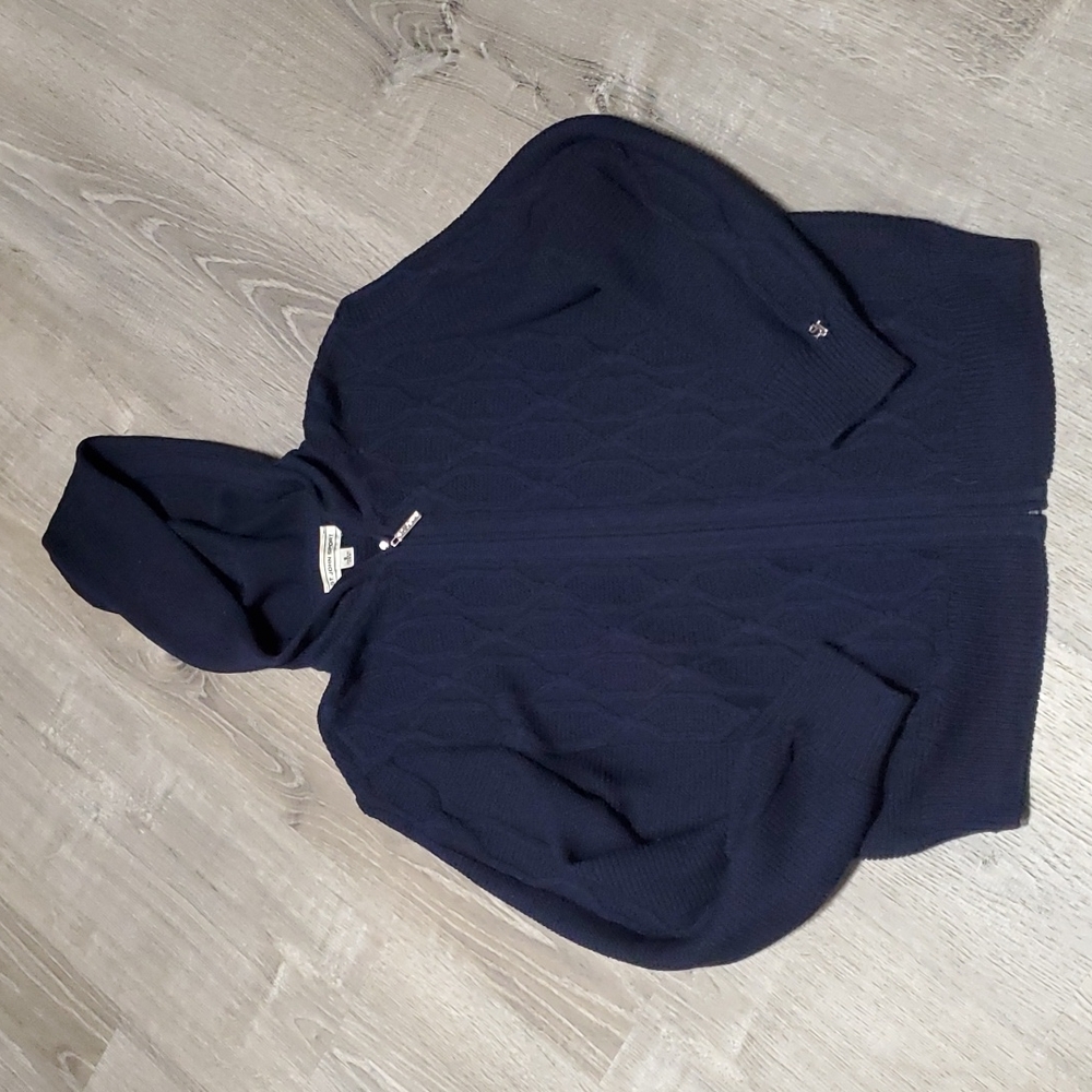 Vintage St. John Sport sweater cardigan women size S zipper hoodie knit chunky